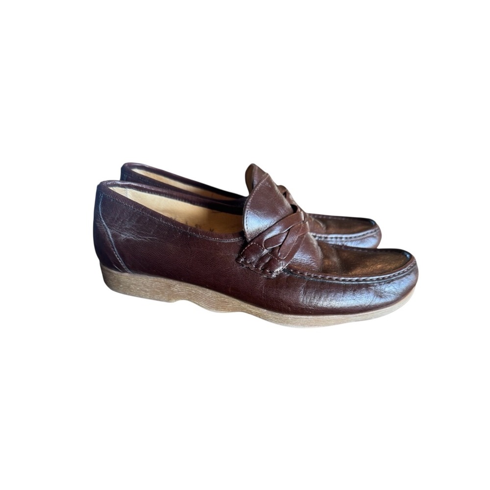 Men's Vintage Famolare made in Italy leather loafer wave rubber sole